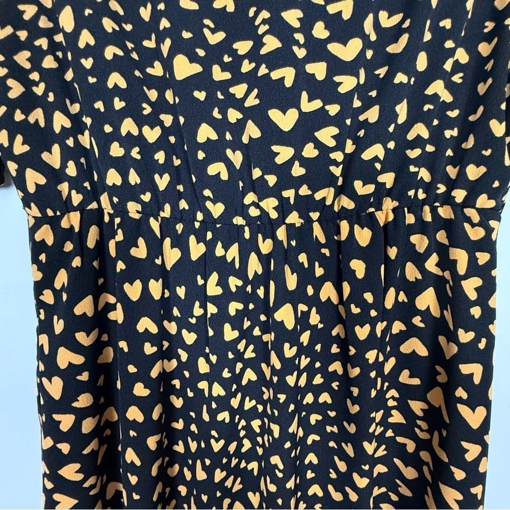 POPSUGAR Black Yellow Heart Print Wrap Maxi Dress Puff Sleeve XS - Picture 14 of 16